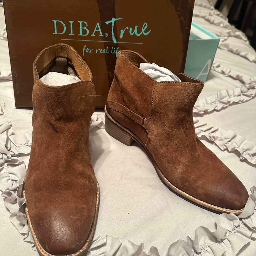 Brown Suede Ankle Booties with Classic Design